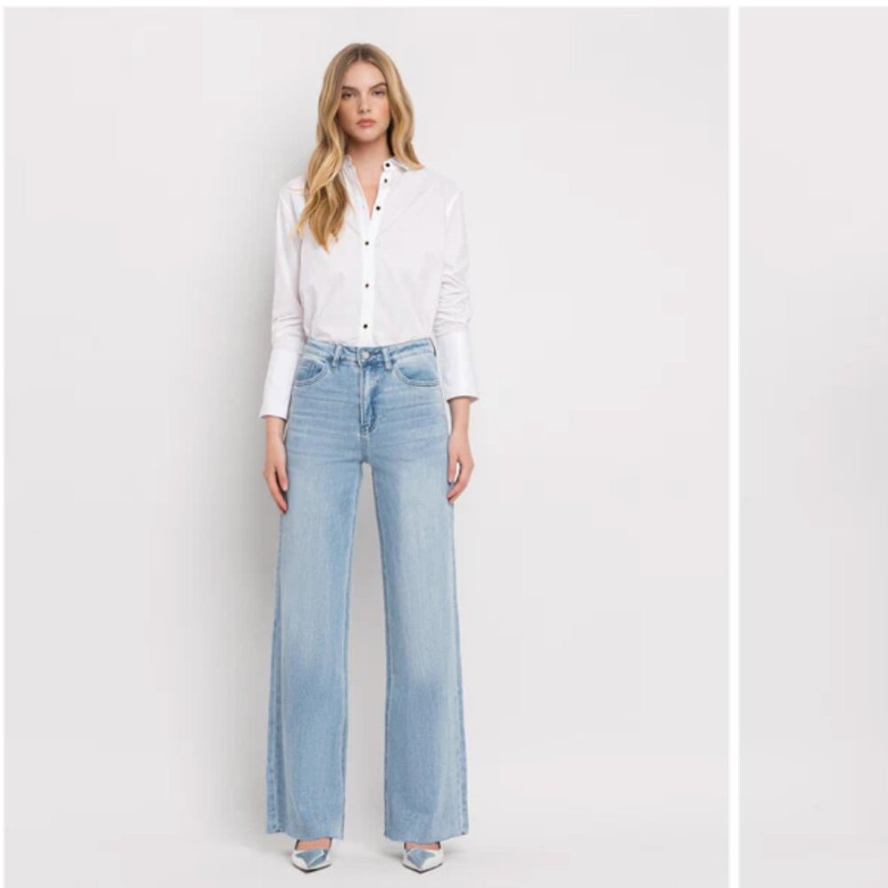 VERVET Work Song - High Rise Light Blue Wash Wide Leg Jeans - WOMEN SIZE 30
